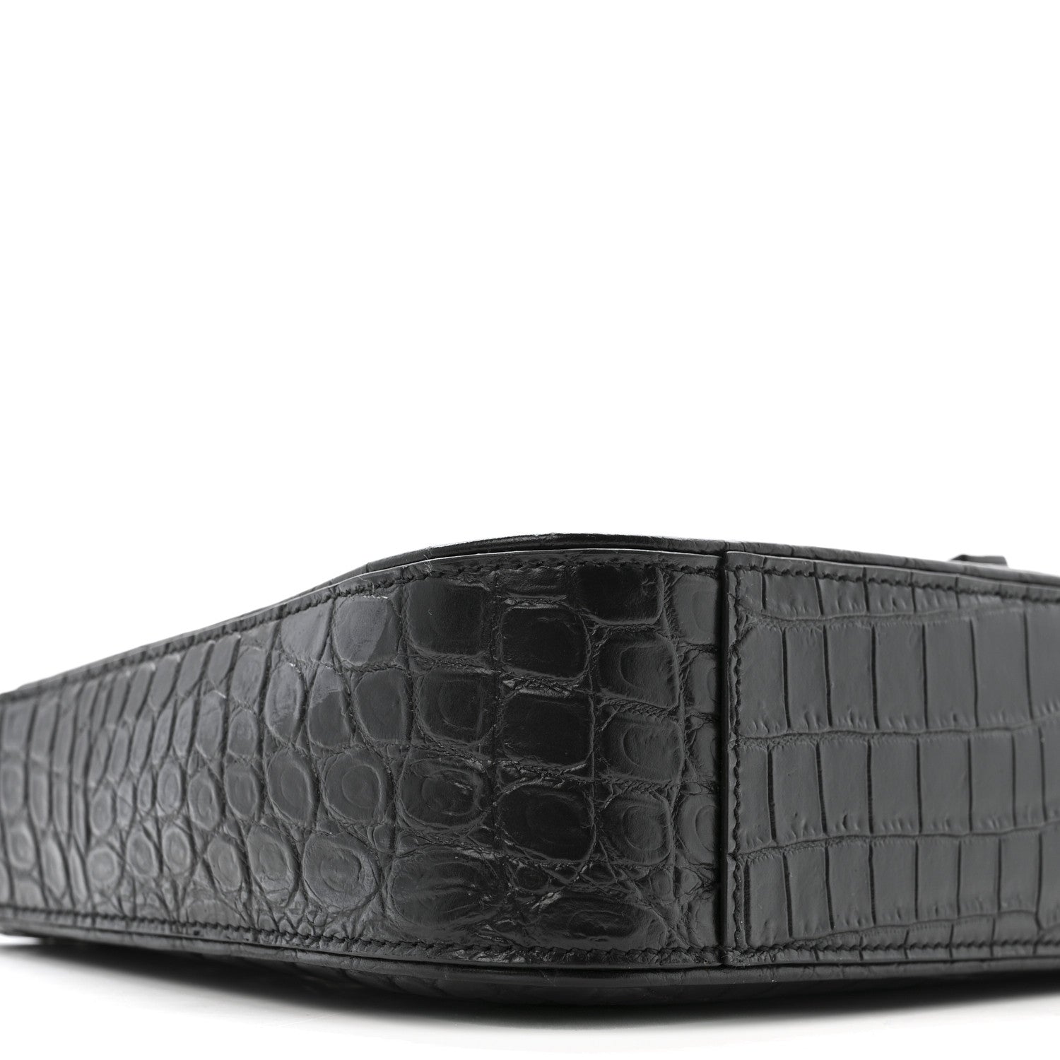 Saint Laurent Calfskin Crocodile Embossed Le 5 A 7 Hobo Bag Black