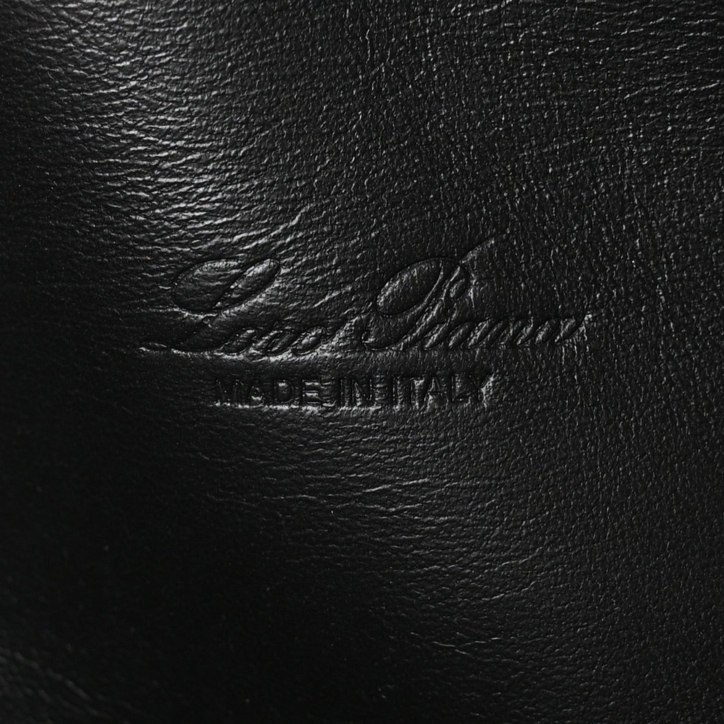 Black nubuck leather with stamped brand detail