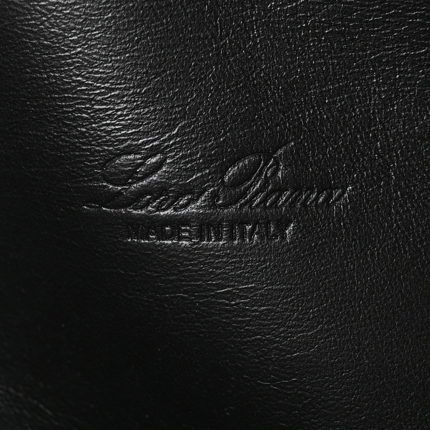 Black nubuck leather with stamped brand detail