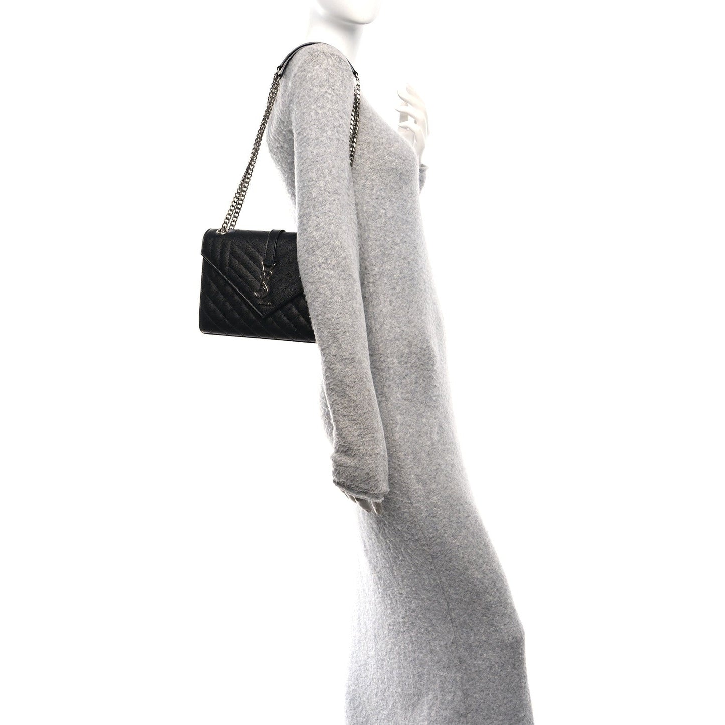 Saint Laurent Grain De Poudre Textured Mixed Matelasse Triquilt Medium Monogram Satchel