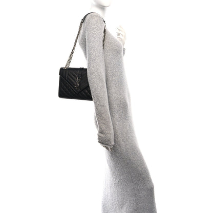 Saint Laurent Grain De Poudre Textured Mixed Matelasse Triquilt Medium Monogram Satchel