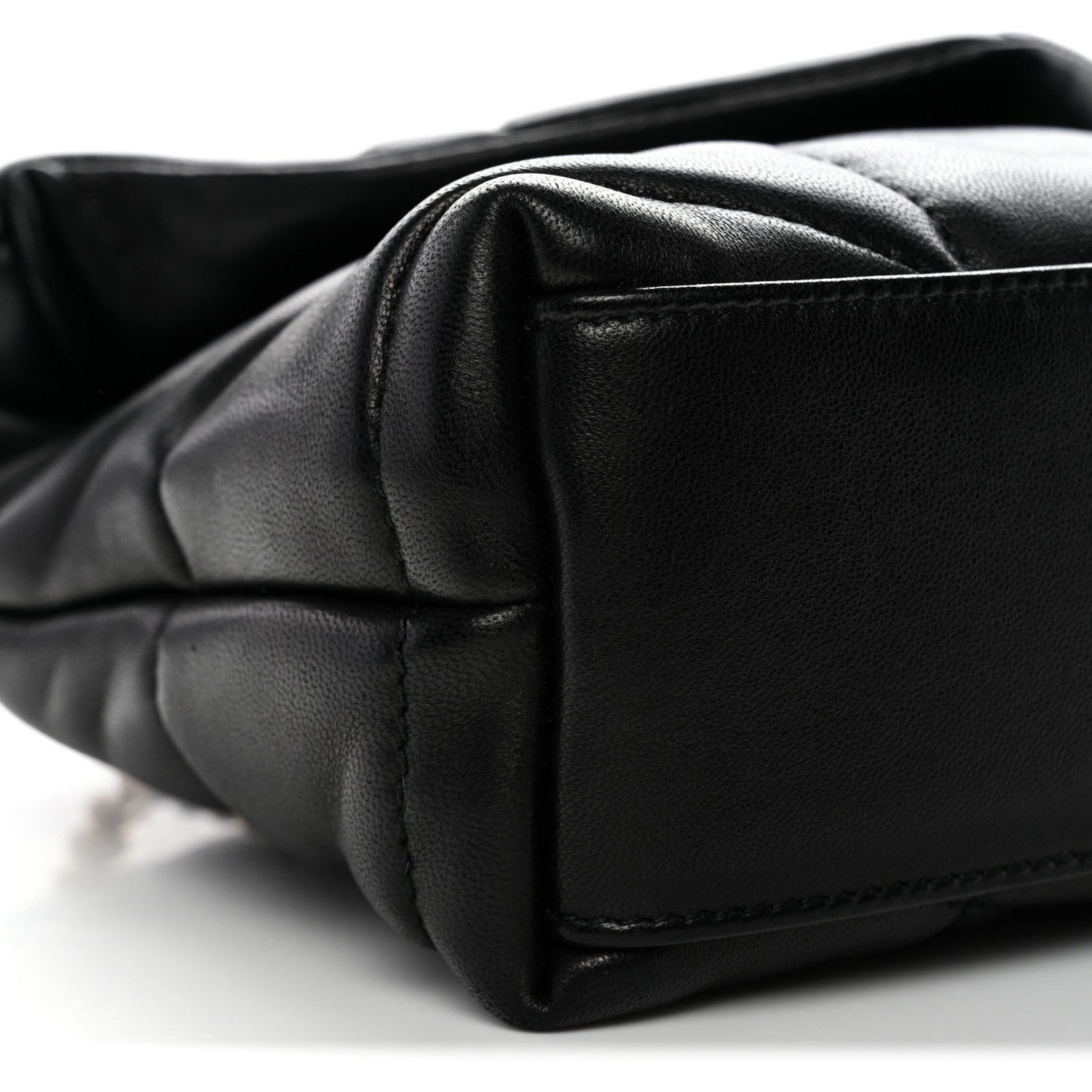 Saint Laurent Lambskin Quilted Toy Loulou Puffer Monogram Chain Satchel Black