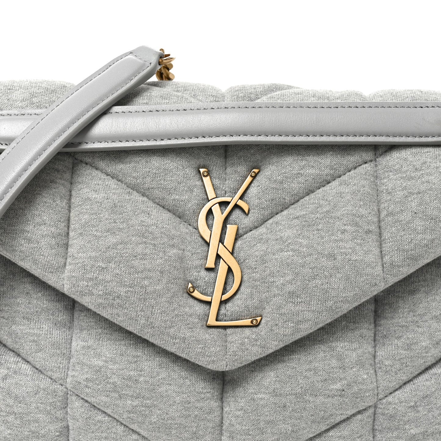 Saint Laurent Jersey Quilted Loulou Puffer Satchel Chalk Beige