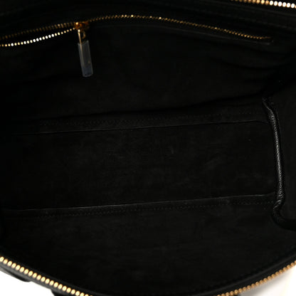 Celine grained calfskin tote interior lining with top zipper