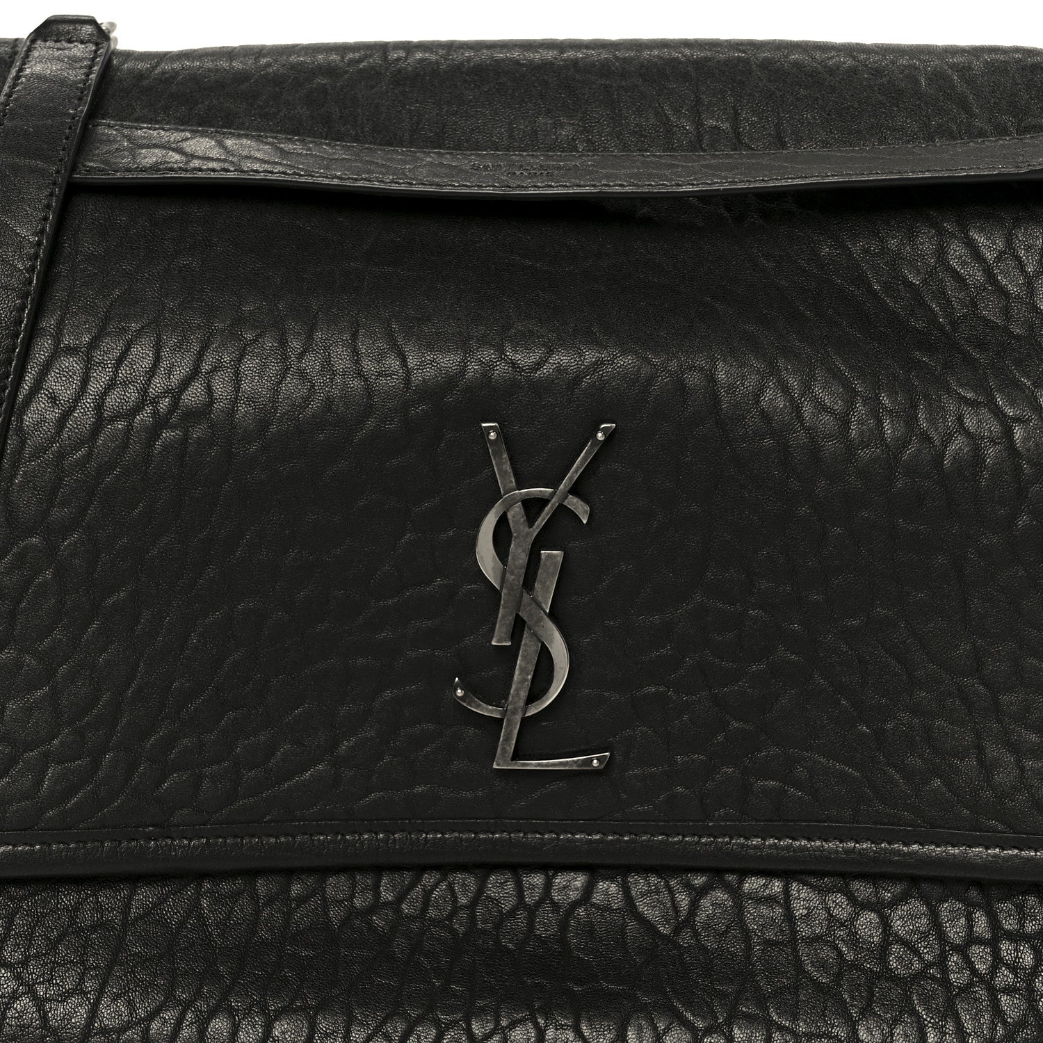 Saint Laurent Grained Lambskin Monogram Large Niki Chain Satchel Black