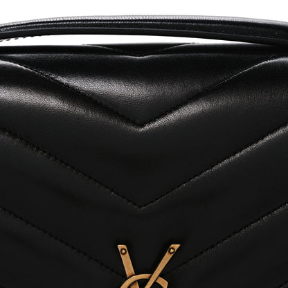 Saint Laurent Large LouLou Chevron Quilted Lambskin Leather Shoulder Bag Black