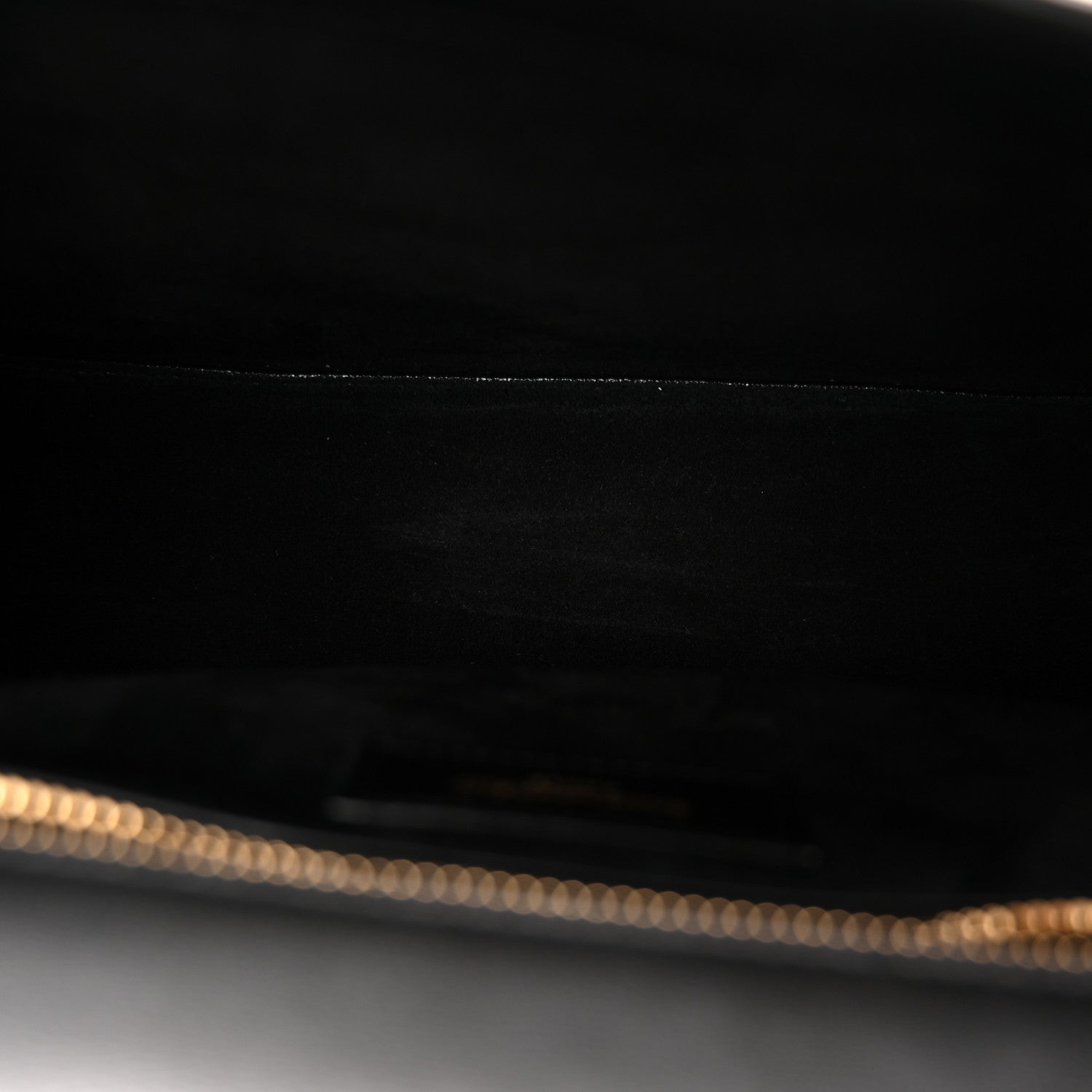 Saint Laurent Box Calfskin Monogram Large Solferino Shoulder Bag Black