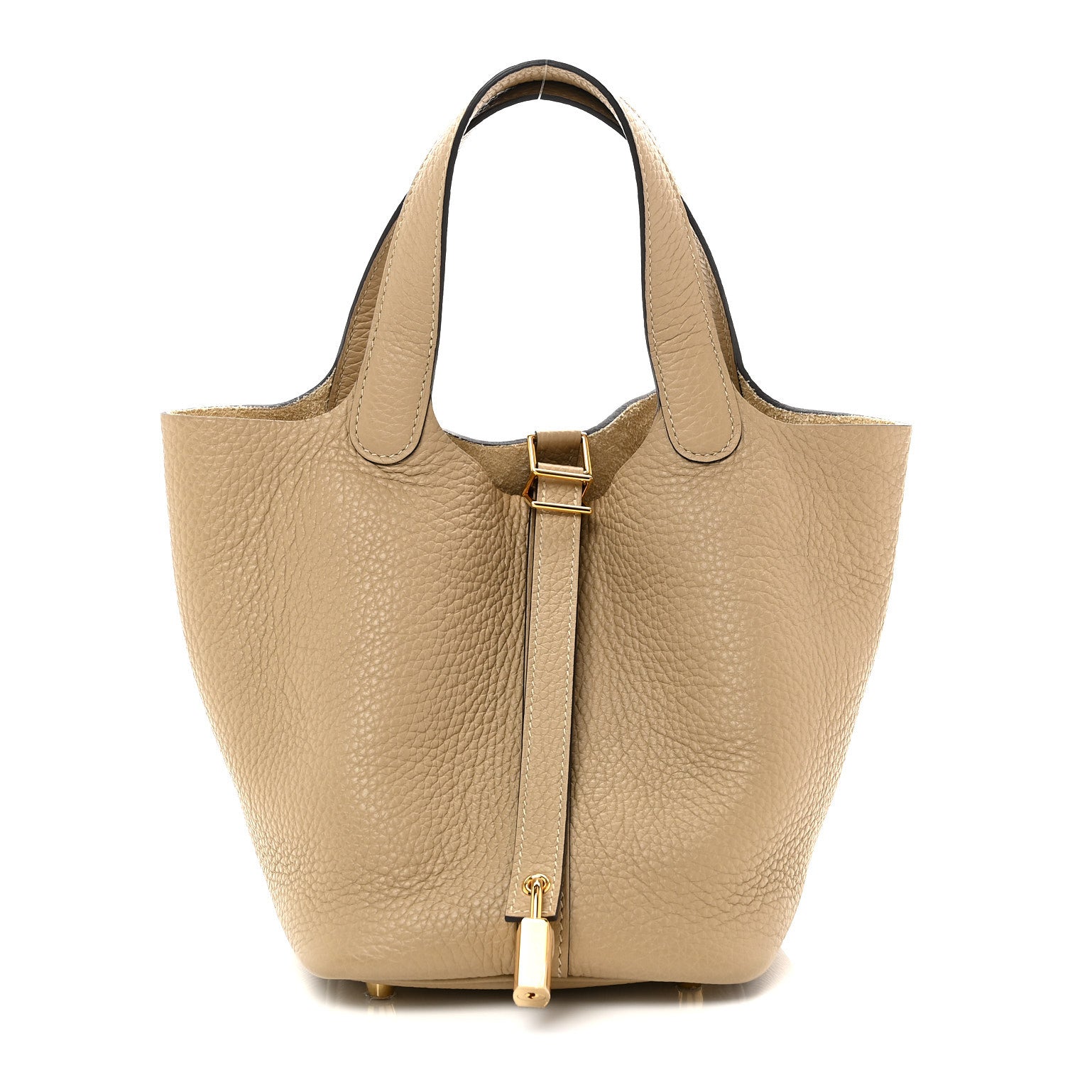 Picotin Lock 18 PM Bucket Handbag Grained Calfskin Leather Trench