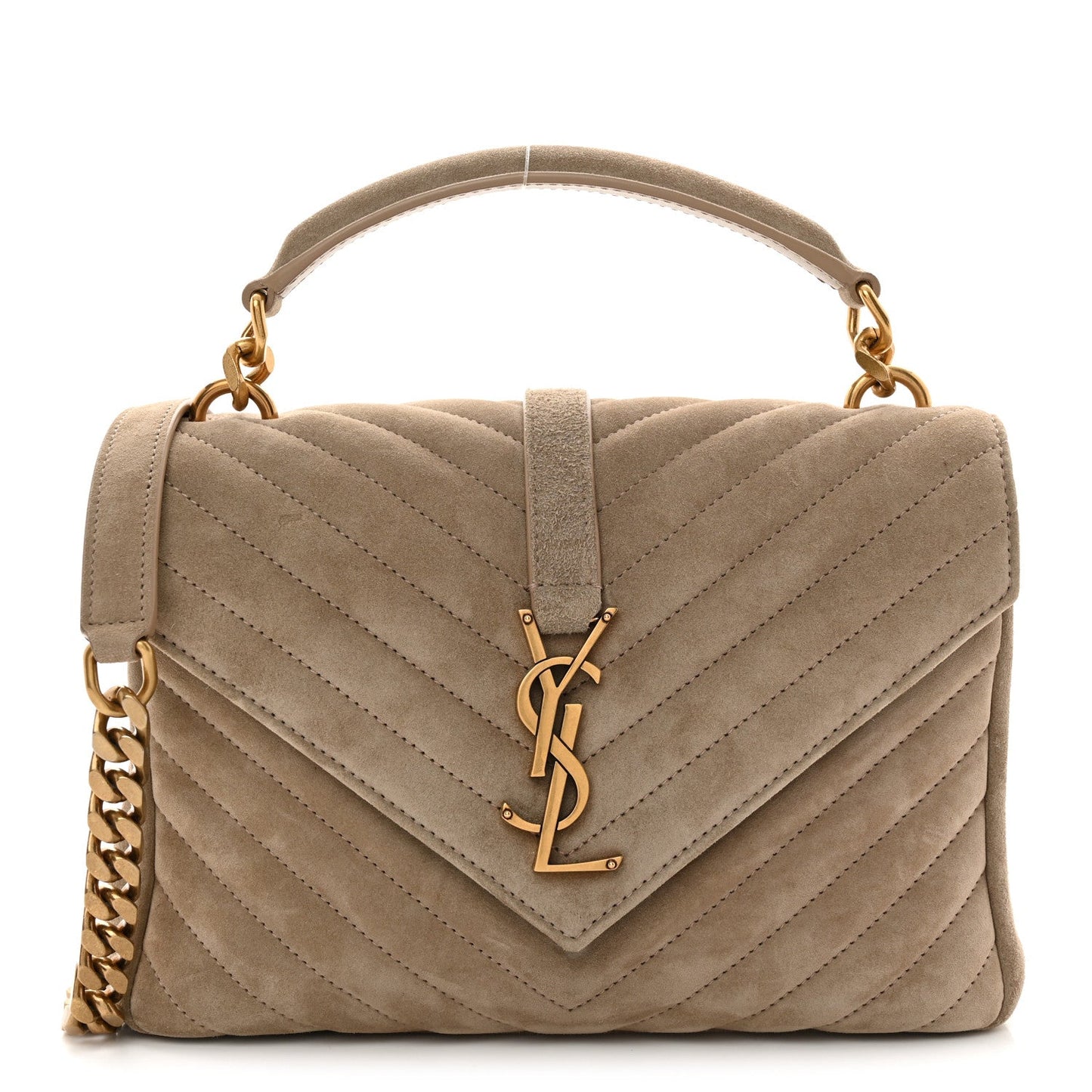 Saint Laurent Suede Matelasse Chevron Monogram Medium College Bag