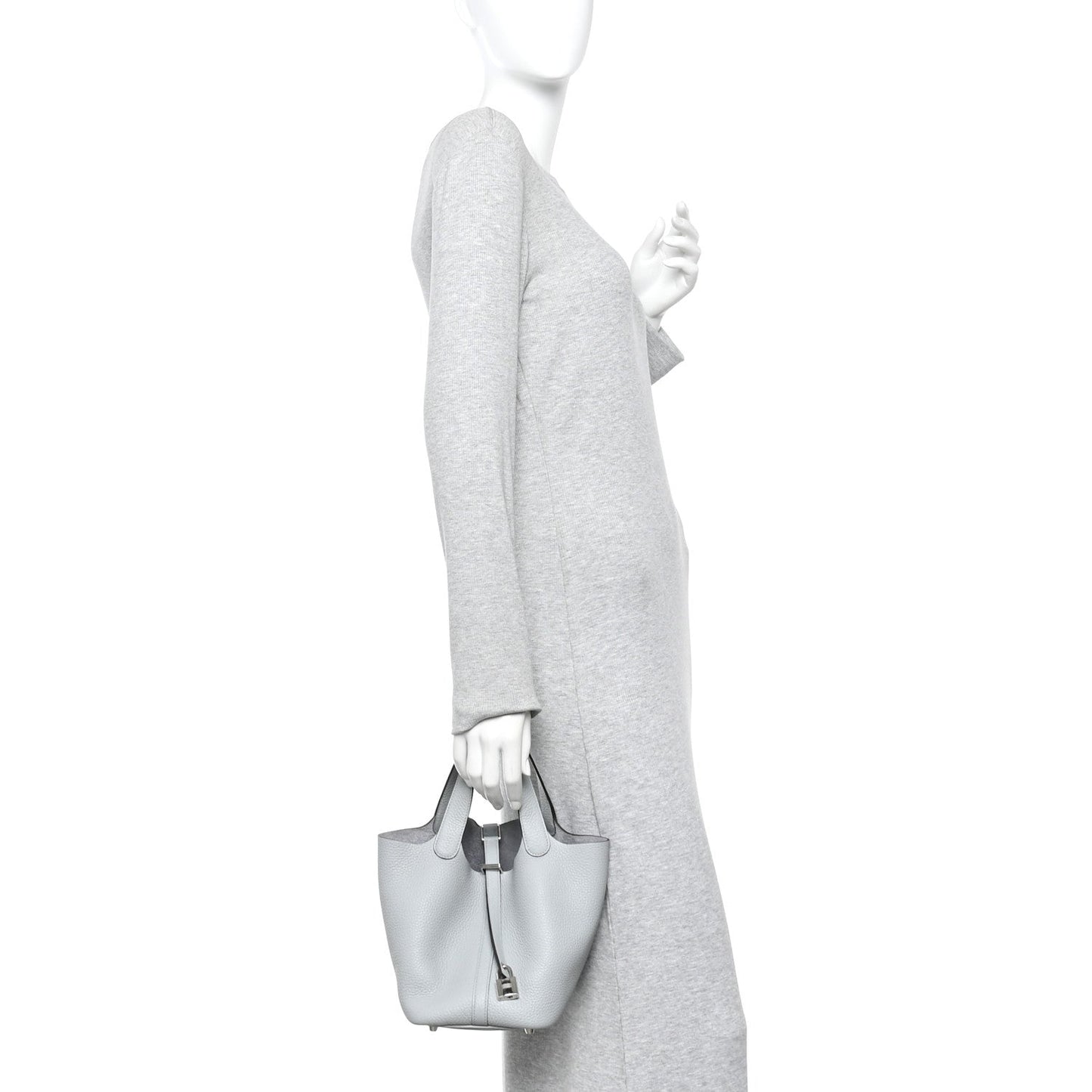 Taurillon Clemence Picotin Lock 18 PM Bucket Bag Bleu Glacier