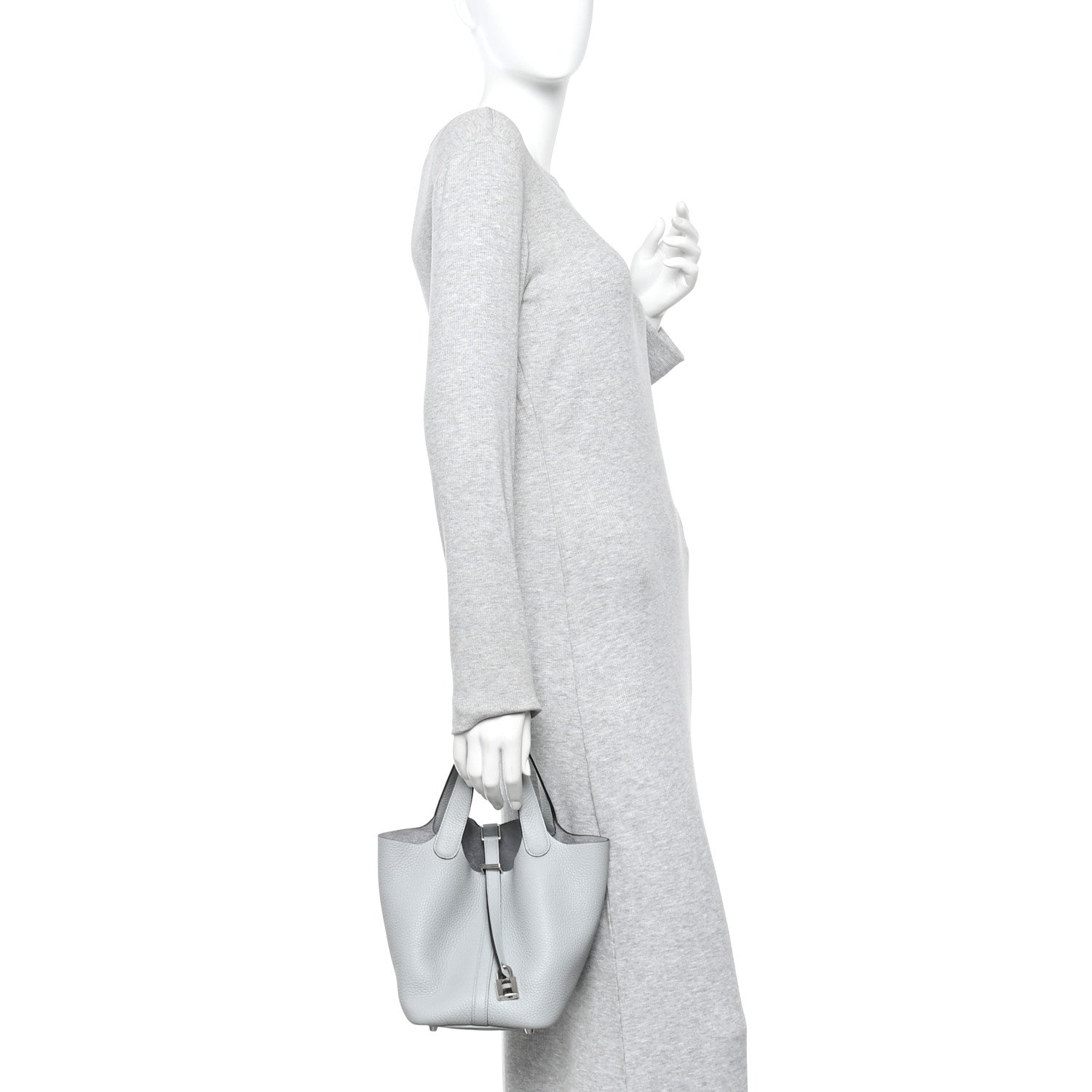 Taurillon Clemence Picotin Lock 18 PM Bucket Bag Bleu Glacier