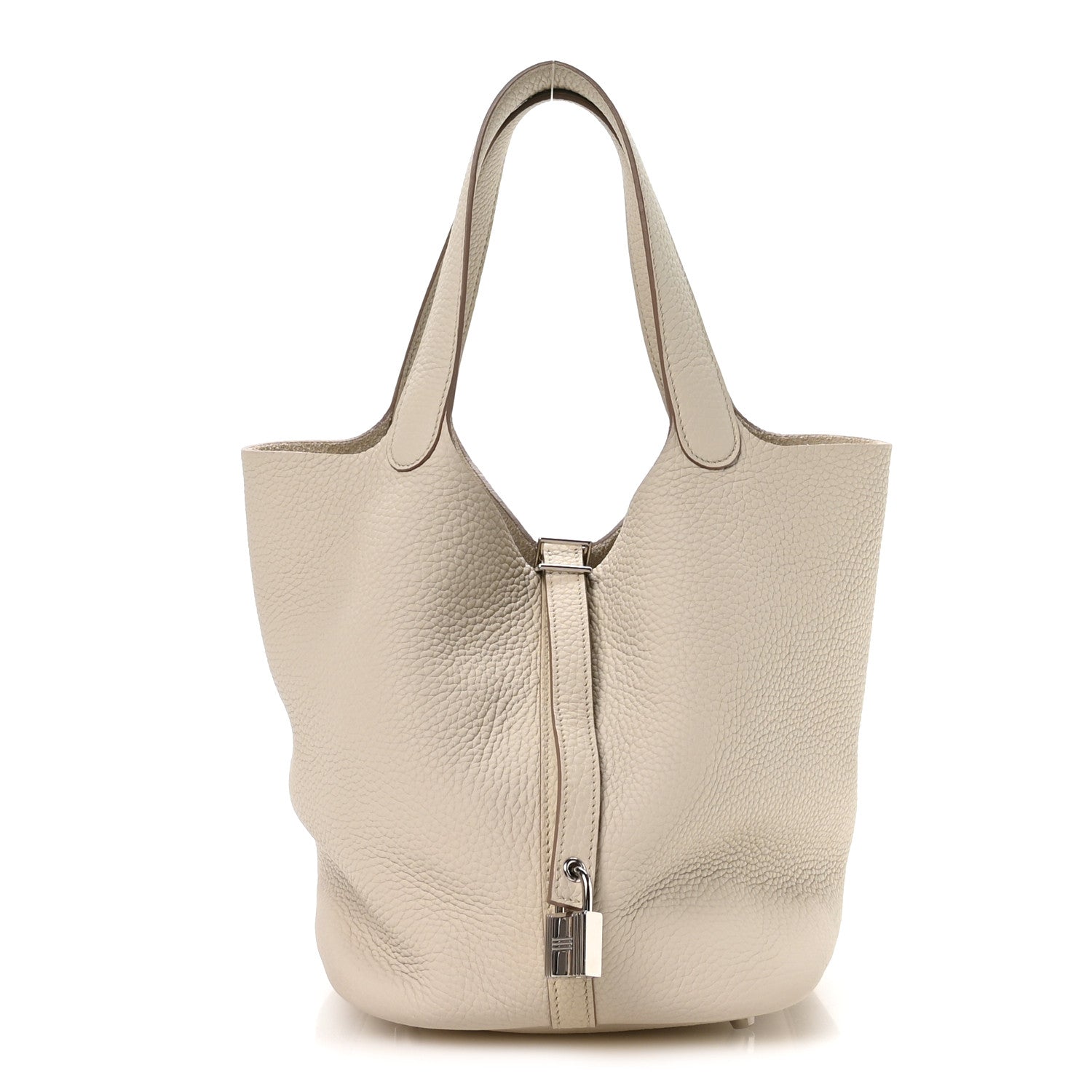 Taurillon Clemence Picotin Lock 22mm Tote Beton Ivory