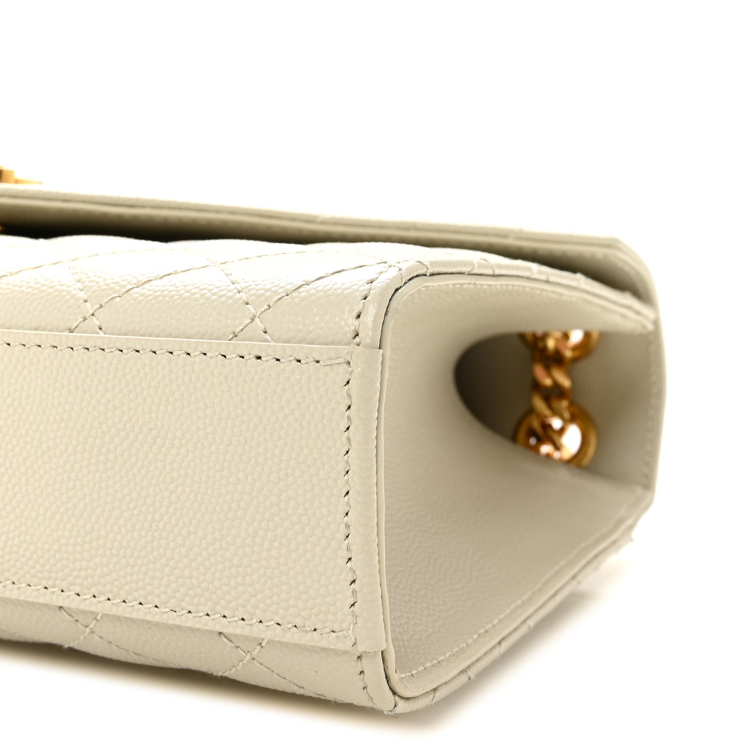 Saint Laurent Grain De Poudre Medium Triquilt Monogram Satchel Crema Soft