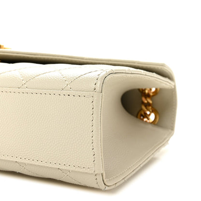 Saint Laurent Grain De Poudre Medium Triquilt Monogram Satchel Crema Soft