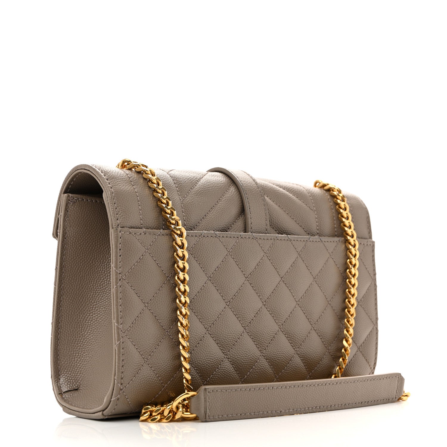 Saint Laurent Grain De Poudre Textured Mixed Matelasse Triquilt Small Monogram Satchel Greyish Brown