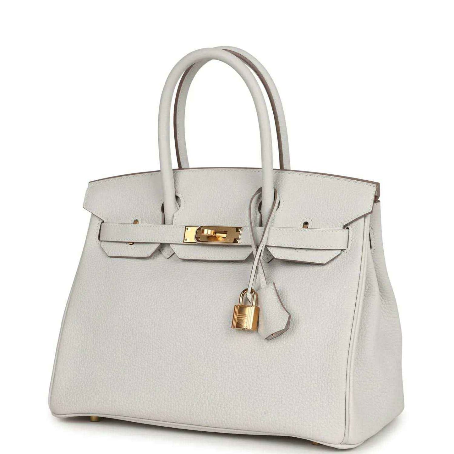 Timeless white leather handbag with gold hardware and elegant structured design.