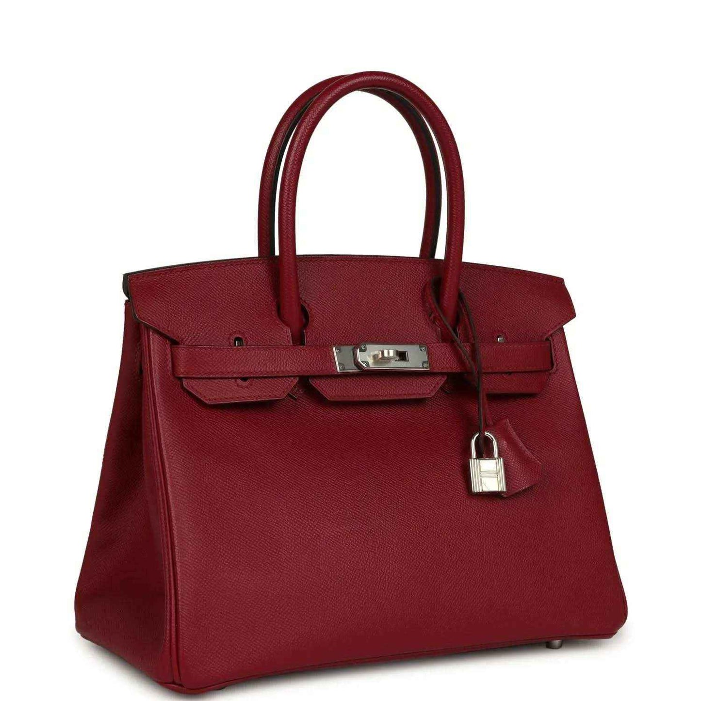 Elegant burgundy leather handbag with silver hardware, timeless and sophisticated style.