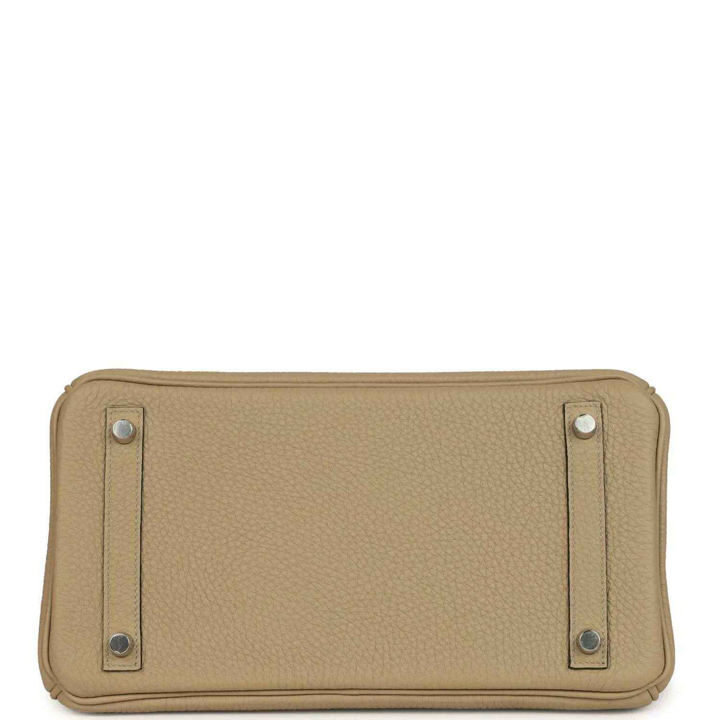 Timeless beige leather handbag base with elegant metal feet and textured finish.