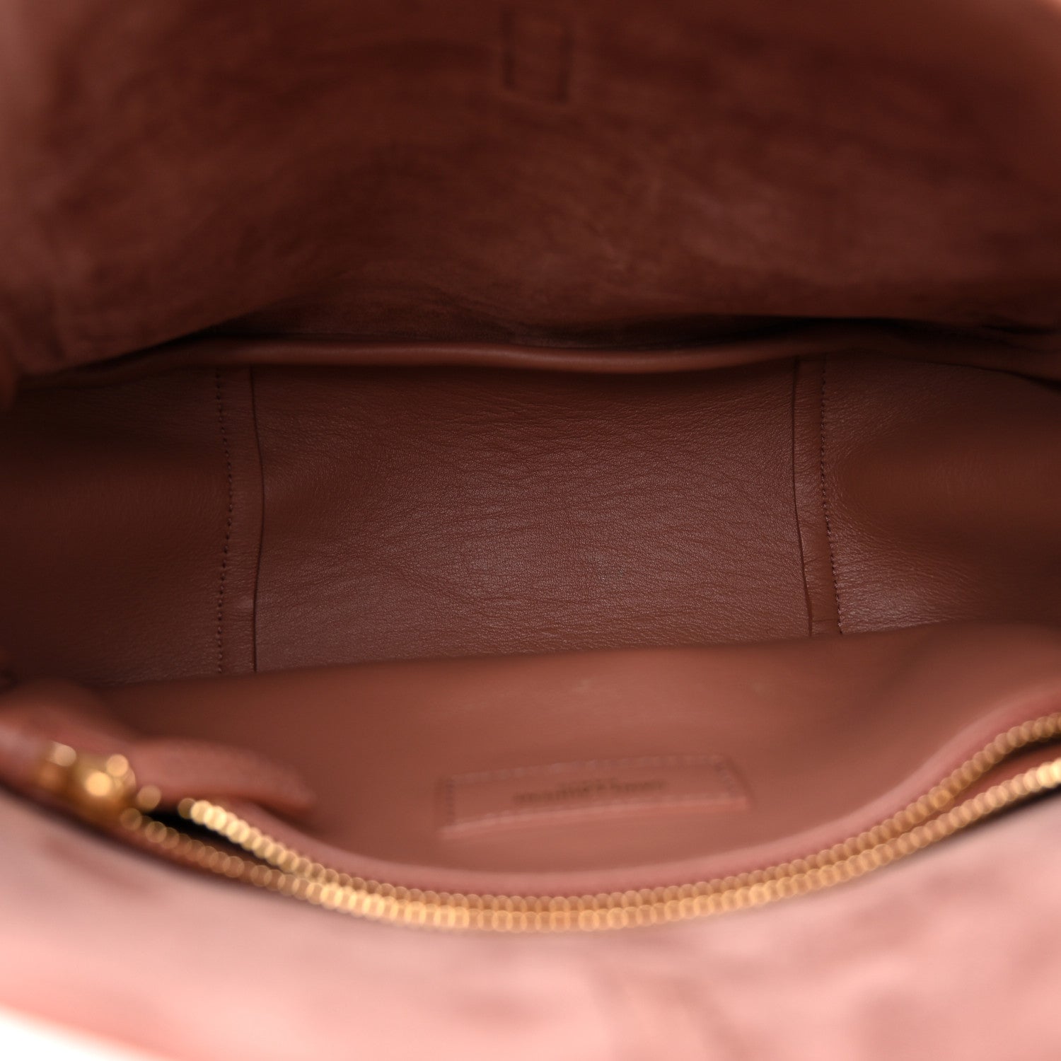 Saint Laurent Suede Calfskin Small Le 5 A 7 Soft Hobo Barley Pink
