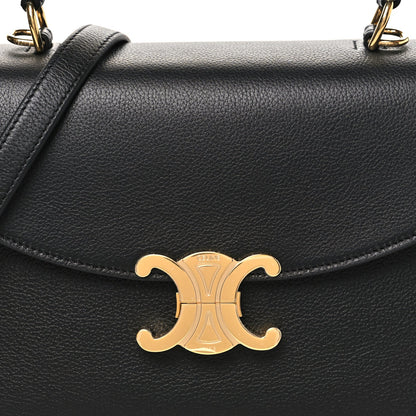 Black Celine medium shoulder bag front flap with gold-tone C clasp