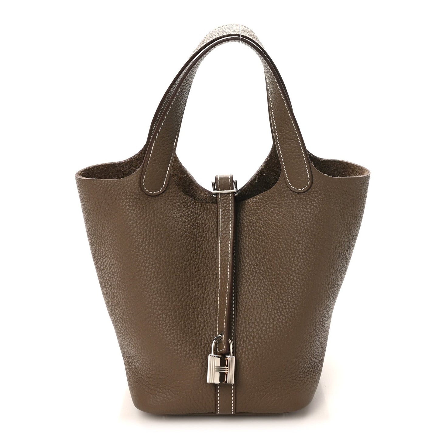 Taurillon Clemence Picotin Lock 18 PM Tote Bag Etoupe