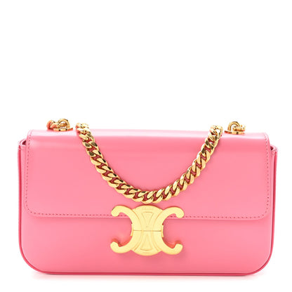 Flamingo pink leather shoulder bag with gold chain and Triomphe logo clasp