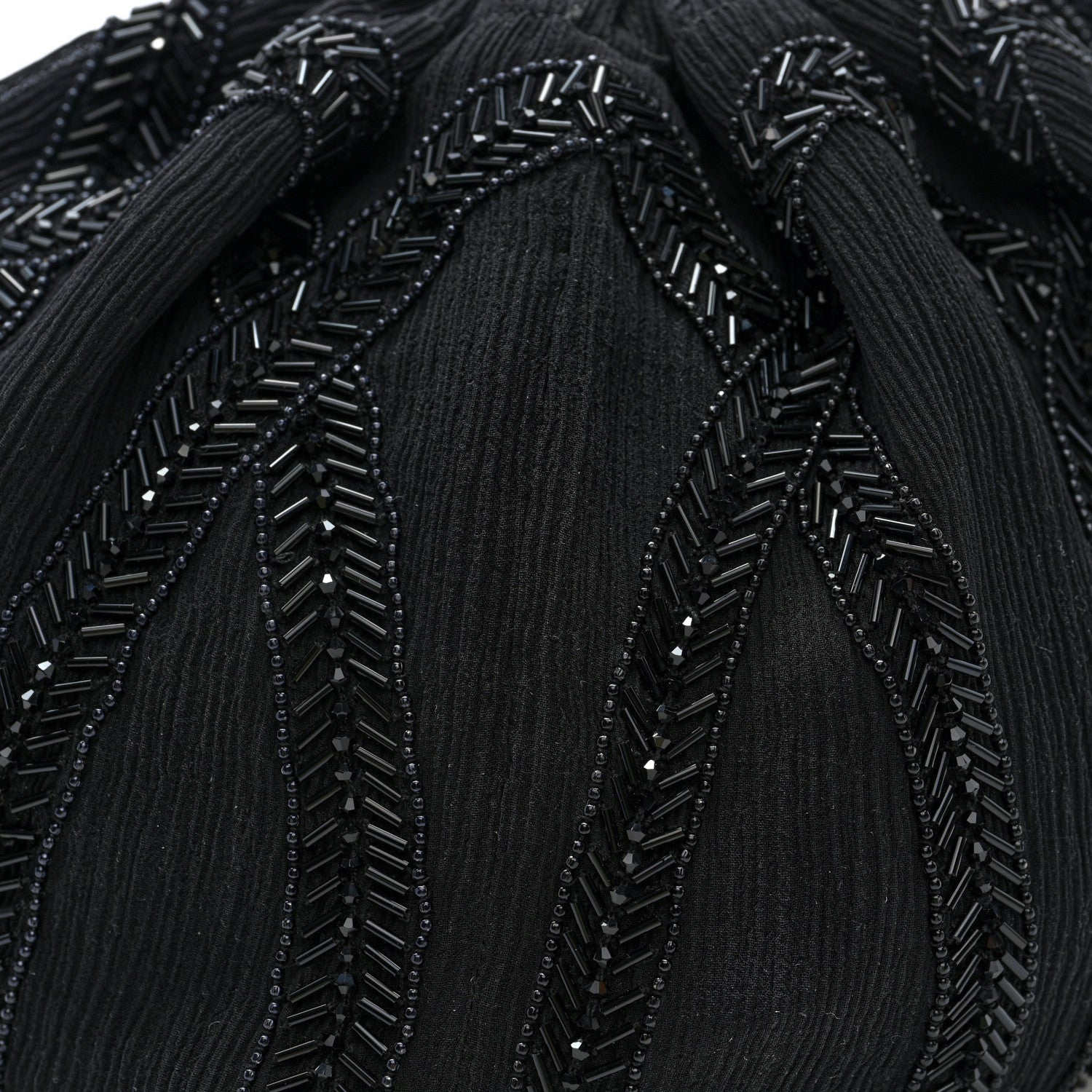 Saint Laurent Chiffon Silk Crepe Beaded Pochon Broderie Bag Black