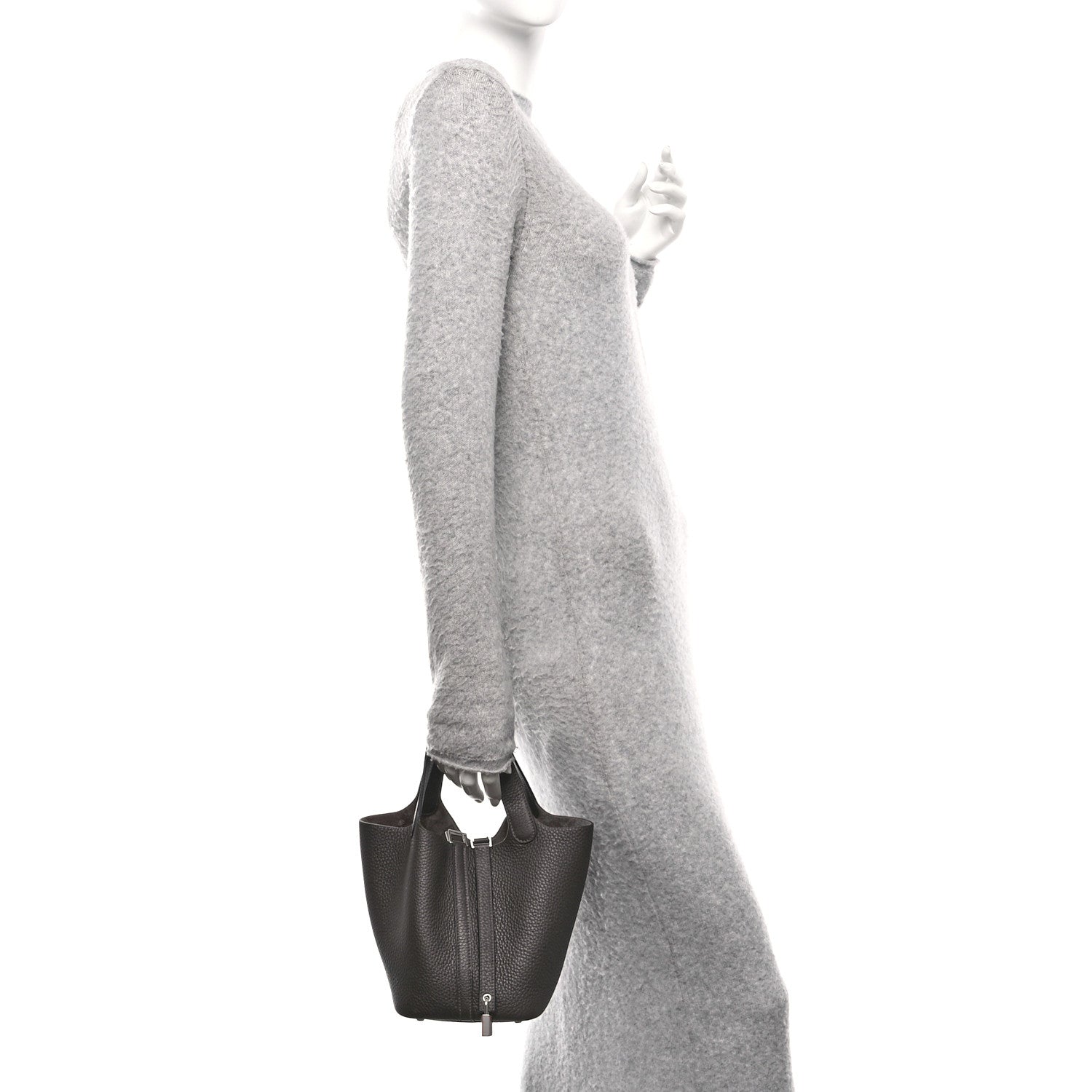 Picotin Lock 18 PM Tote Taurillon Clemence Leather Ebene