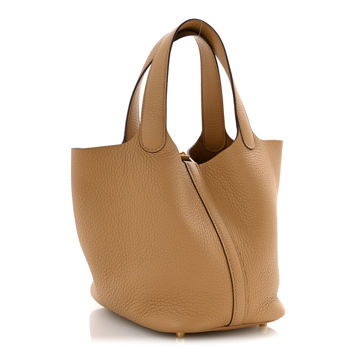 Picotin Lock 18 PM Bucket Bag Taurillon Clemence Leather Biscuit