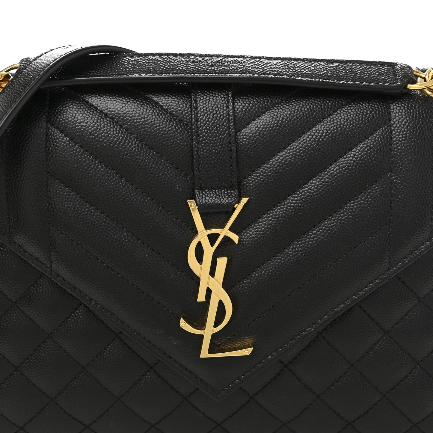 Saint Laurent Grain De Poudre Matelasse Triquilt Medium Monogram Satchel Black