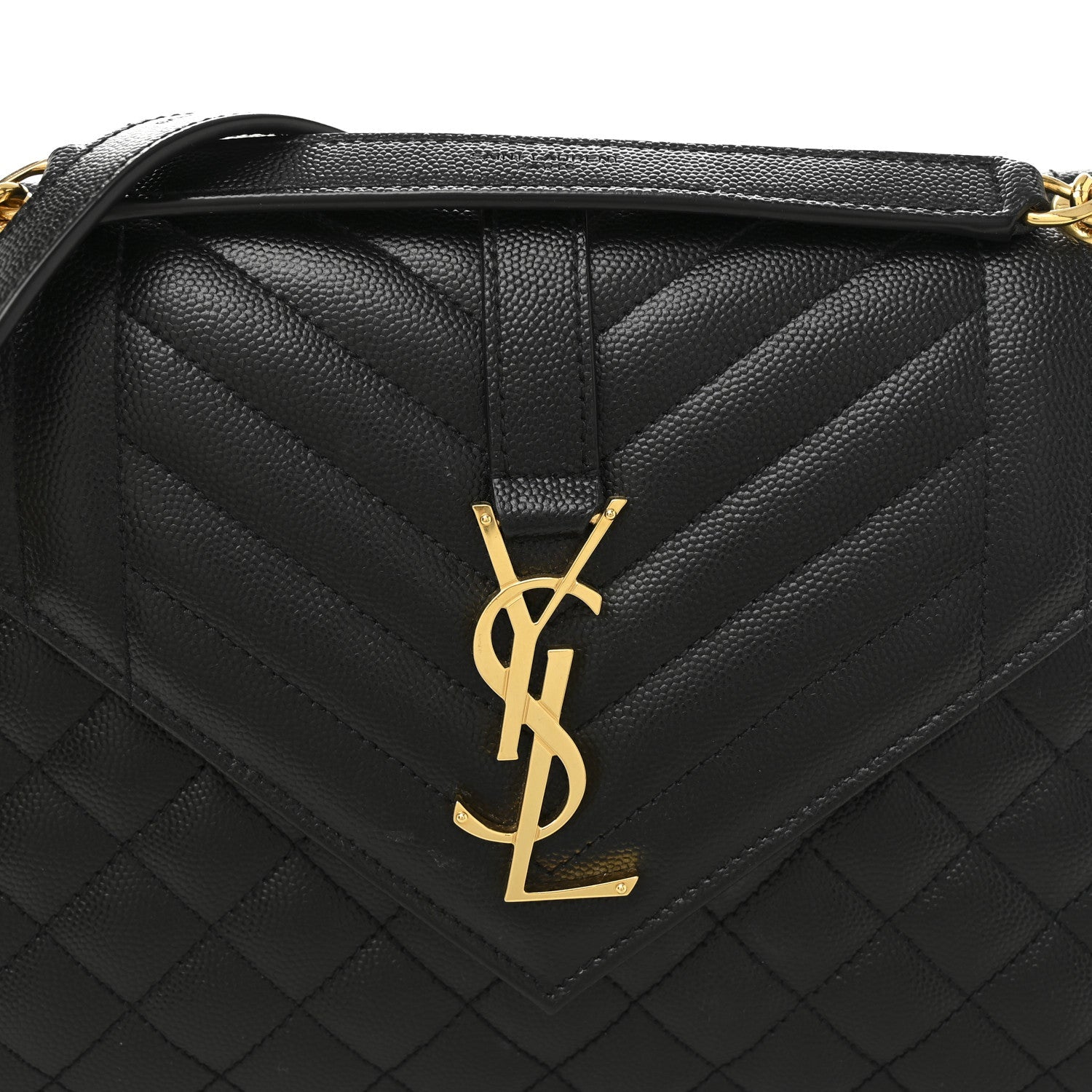 Saint Laurent Grain De Poudre Matelasse Triquilt Medium Monogram Satchel Black