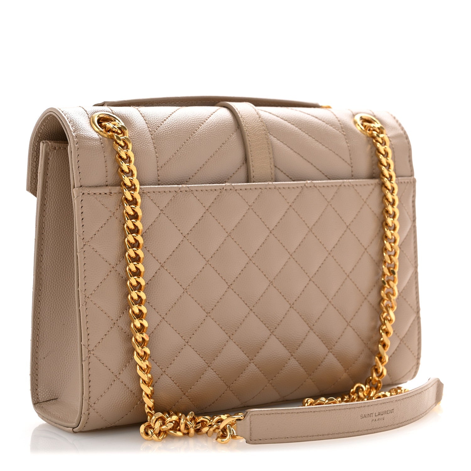 Saint Laurent YSL Monogram Quilted Satchel Medium Dark Beige