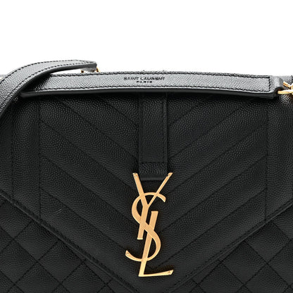 Saint Laurent Grain De Poudre Triquilt Medium Monogram Satchel Black