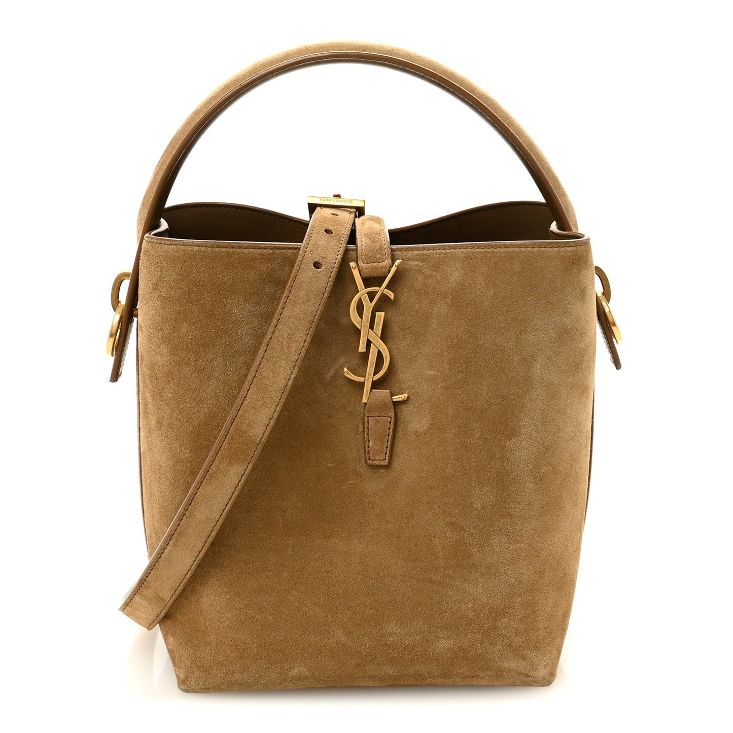 Saint Laurent Le 37 Small Suede Bucket Bag Golden Leaf