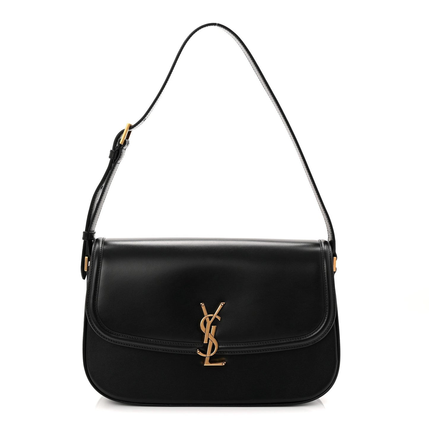 Saint Laurent Box Calfskin Monogram Large Solferino Shoulder Bag Black