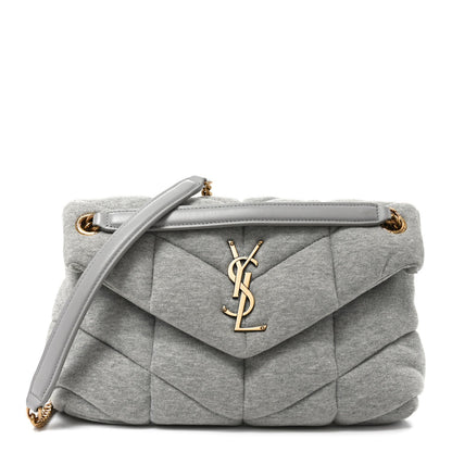Saint Laurent Jersey Quilted Loulou Puffer Satchel Chalk Beige