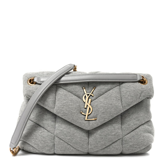 Saint Laurent Jersey Quilted Loulou Puffer Satchel Chalk Beige
