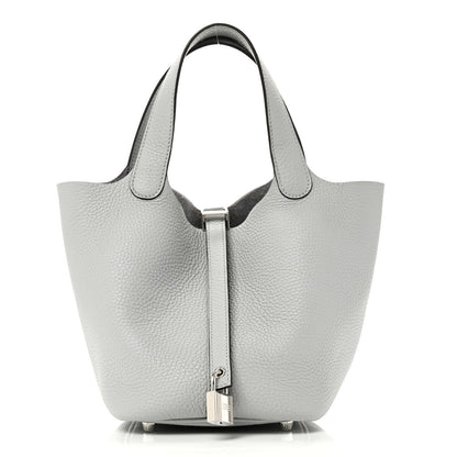 Taurillon Clemence Picotin Lock 18 PM Bucket Bag Bleu Glacier