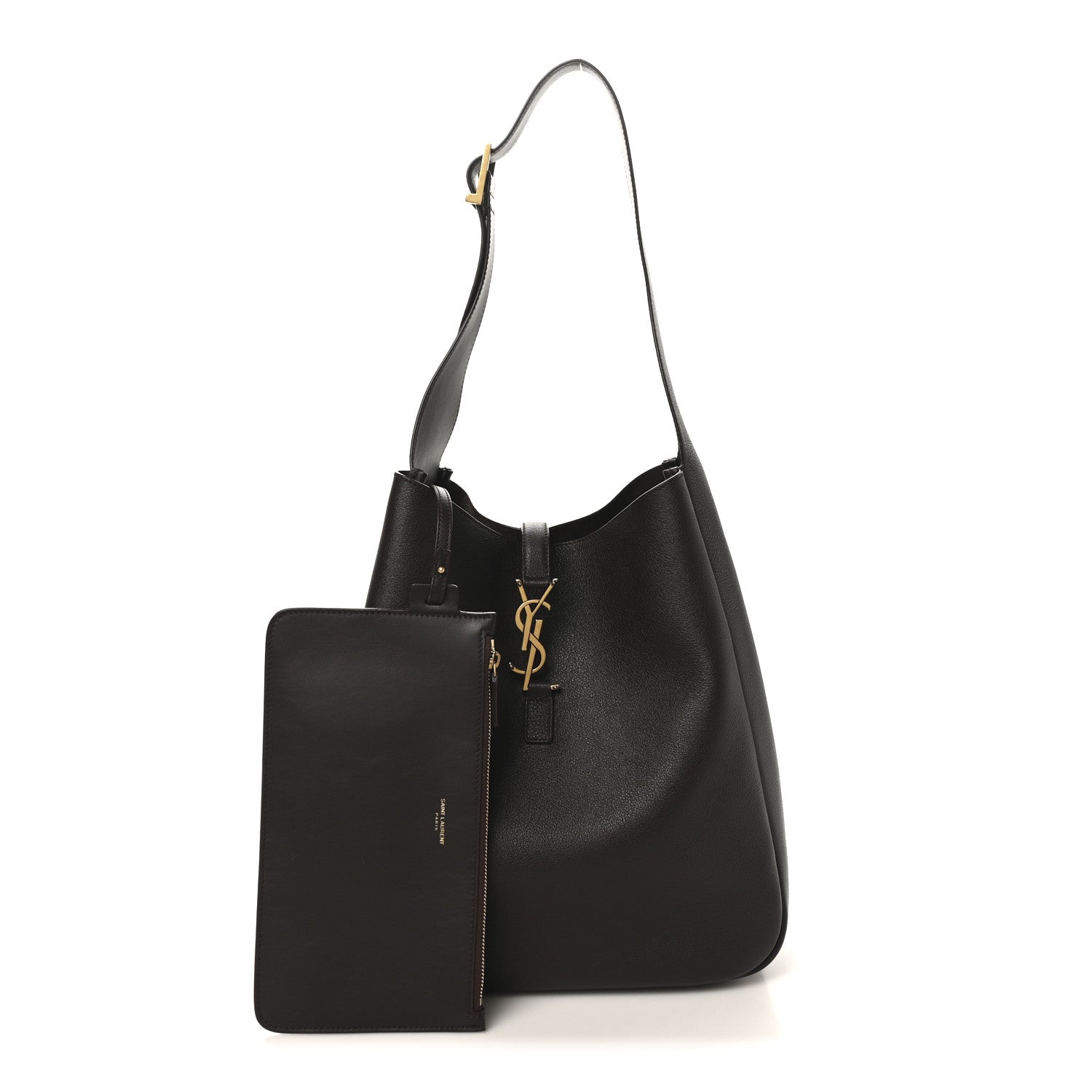 Saint Laurent Le 5 A 7 Supple Calfskin Large Soft Hobo Chocolate