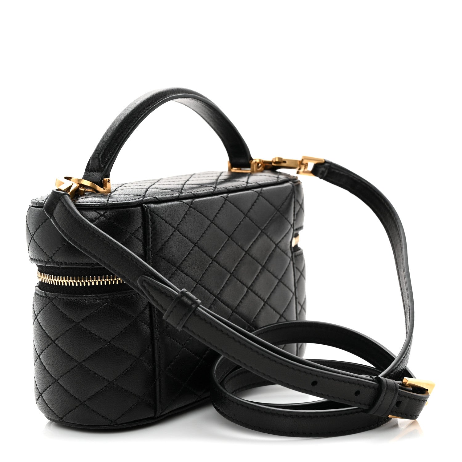 Saint Laurent Lambskin Quilted Mini Gaby Vanity Case Black