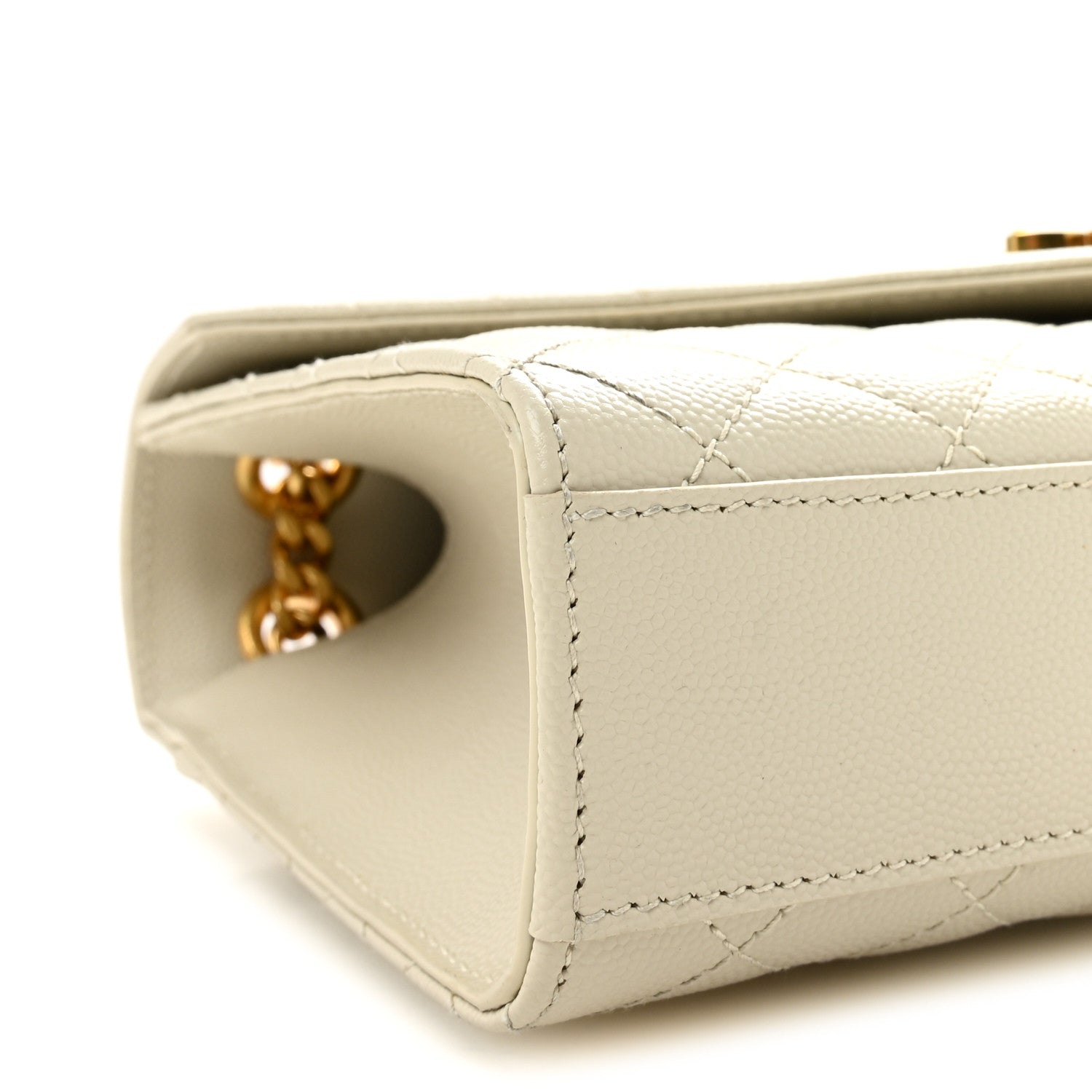 Saint Laurent Grain De Poudre Medium Triquilt Monogram Satchel Crema Soft