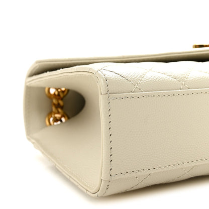 Saint Laurent Grain De Poudre Medium Triquilt Monogram Satchel Crema Soft