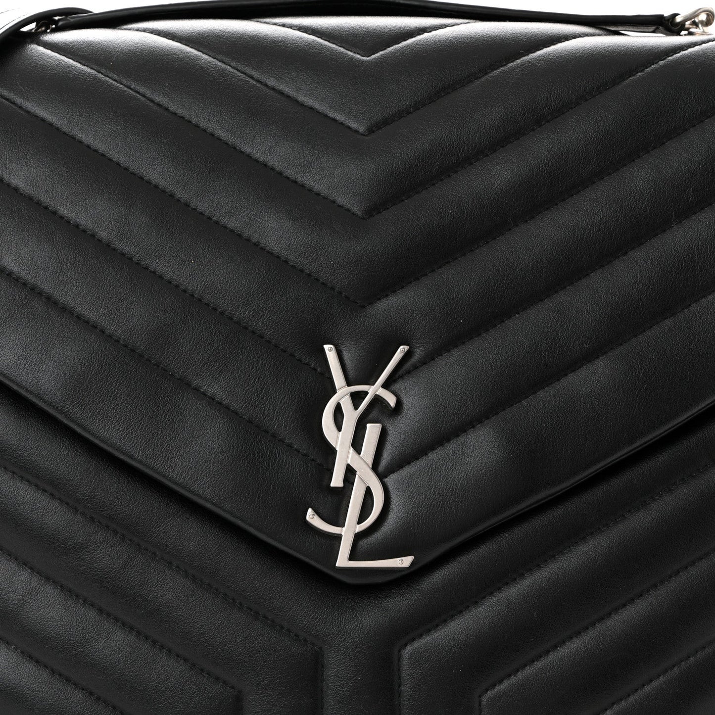 Saint Laurent Loulou Quilted Monogram Large Chain Satchel Black