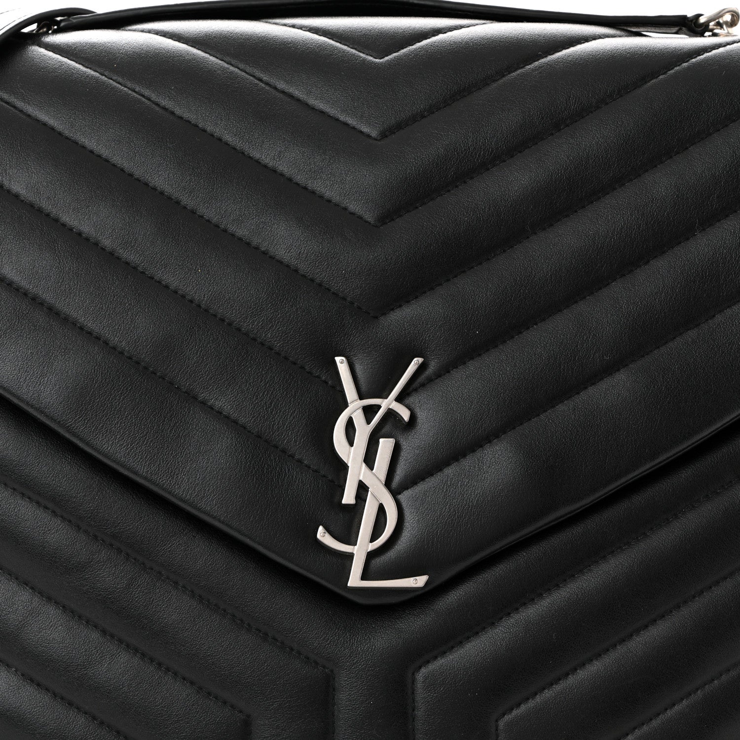 Saint Laurent Loulou Quilted Monogram Large Chain Satchel Black