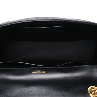 Saint Laurent Large LouLou Chevron Quilted Lambskin Leather Shoulder Bag Black