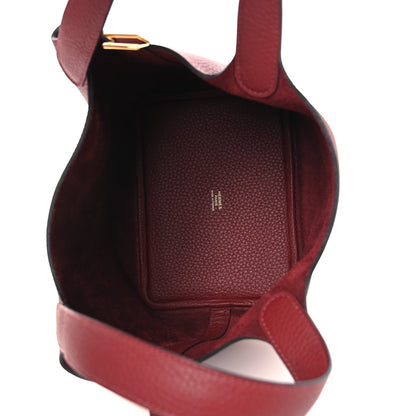 Taurillon Clemence Picotin Lock 18 PM Grained Calfskin Leather Tote Rouge H