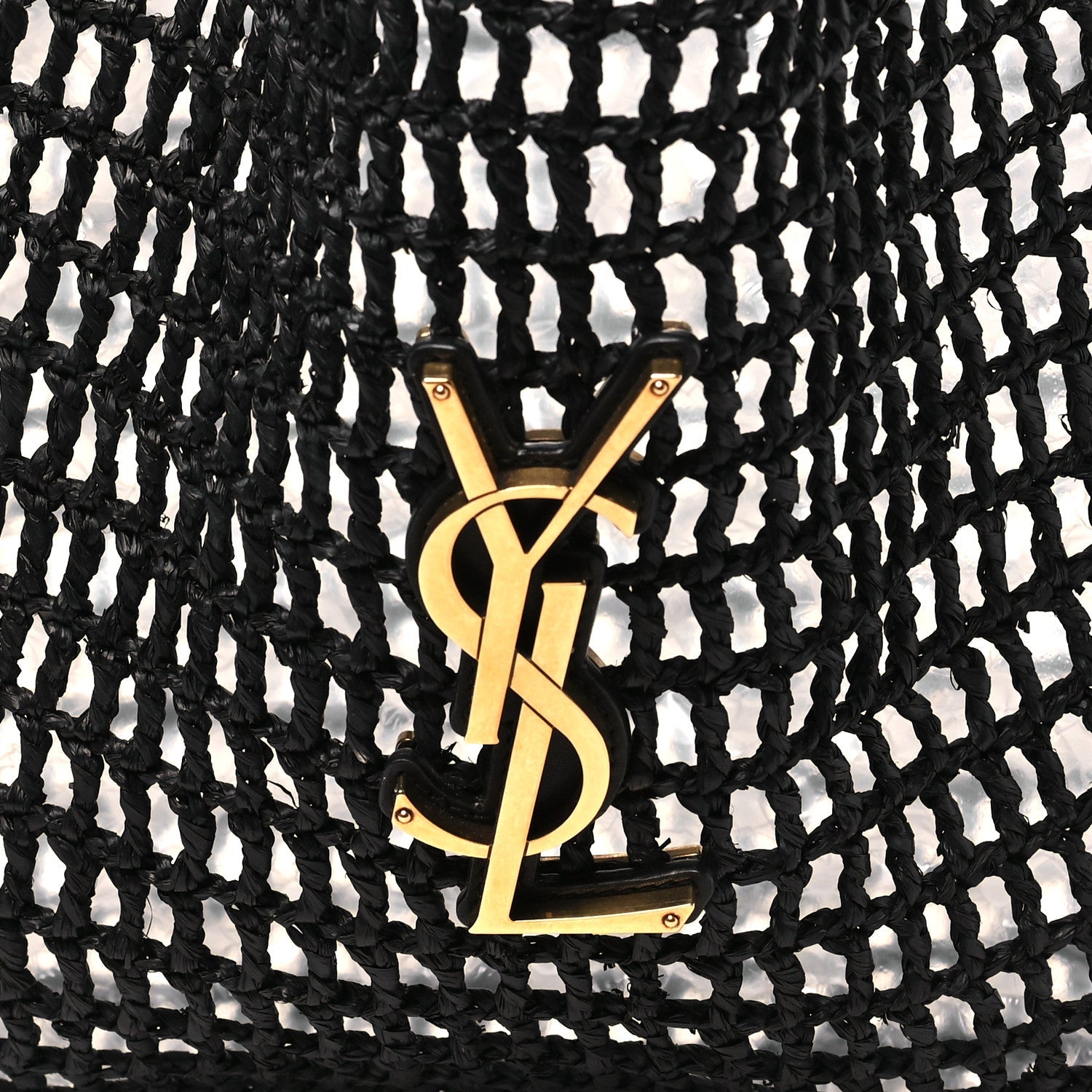 Saint Laurent Raffia Calfskin Oxalis Shoulder Bag Black