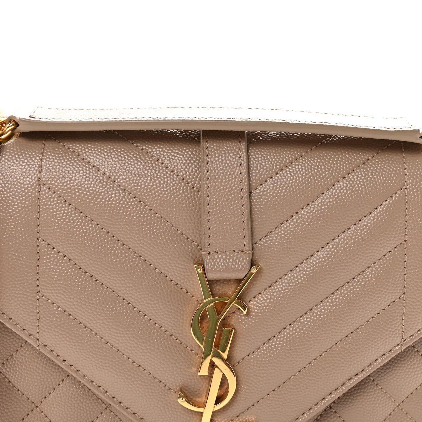Saint Laurent Grain De Poudre Medium Triquilt Monogram Satchel Dark Beige