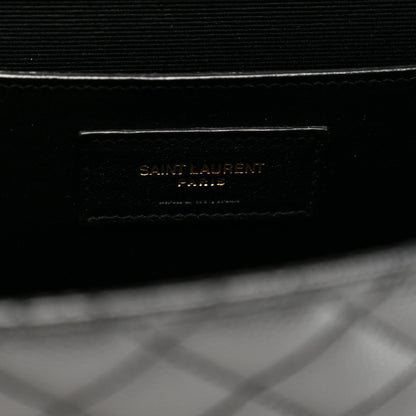 Saint Laurent Grain De Poudre Mixed Matelasse Triquilt Medium Monogram Satchel Black