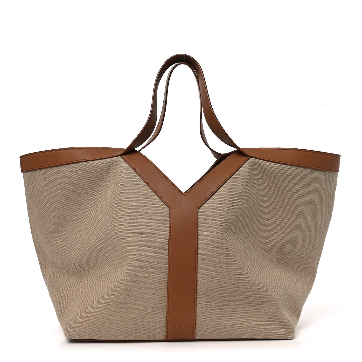 Saint Laurent Y Canvas Tote Bag Beige Brick
